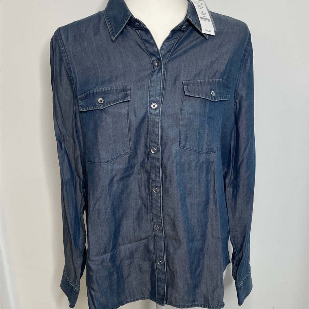 White House Black Market Denim Button Down Shirt